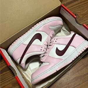 Nike Pink Foam and White Dunk Low Sneakers